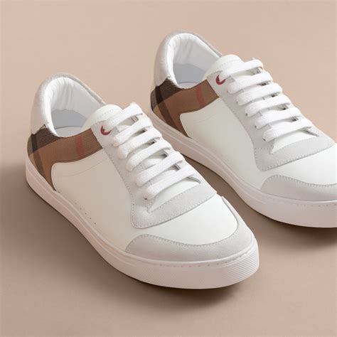 burberry kingly sneakers optic white|House Check and Leather Sneakers in Optic white.